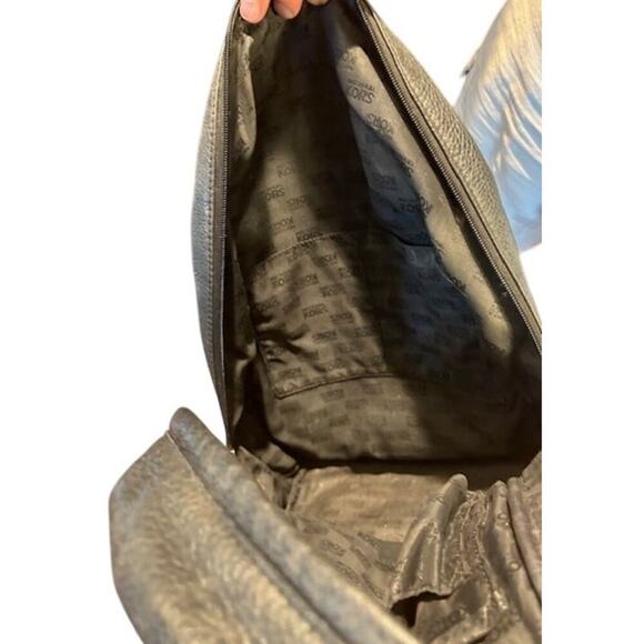 Michael Kors Black Pebbled Leather Backpack with Gold Logo Plate - Picture 9 of 10